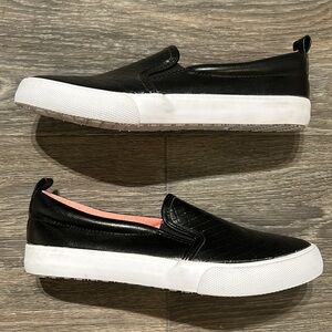 Cat & Jack Girls Size 5 Hailey Slip-On Woven Sneakers Easy Pull On Comfort Black